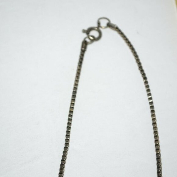 Vintage 70s 60's Retro Silver Sculpture Scallop Chunky Box Chain Necklace - Picture 9 of 9